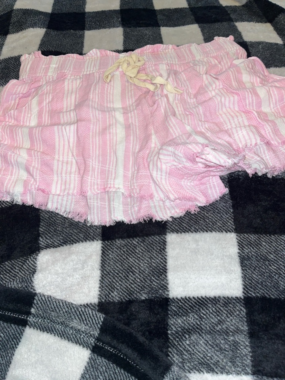 Madden Girl Pink and White Striped Lounge Shorts